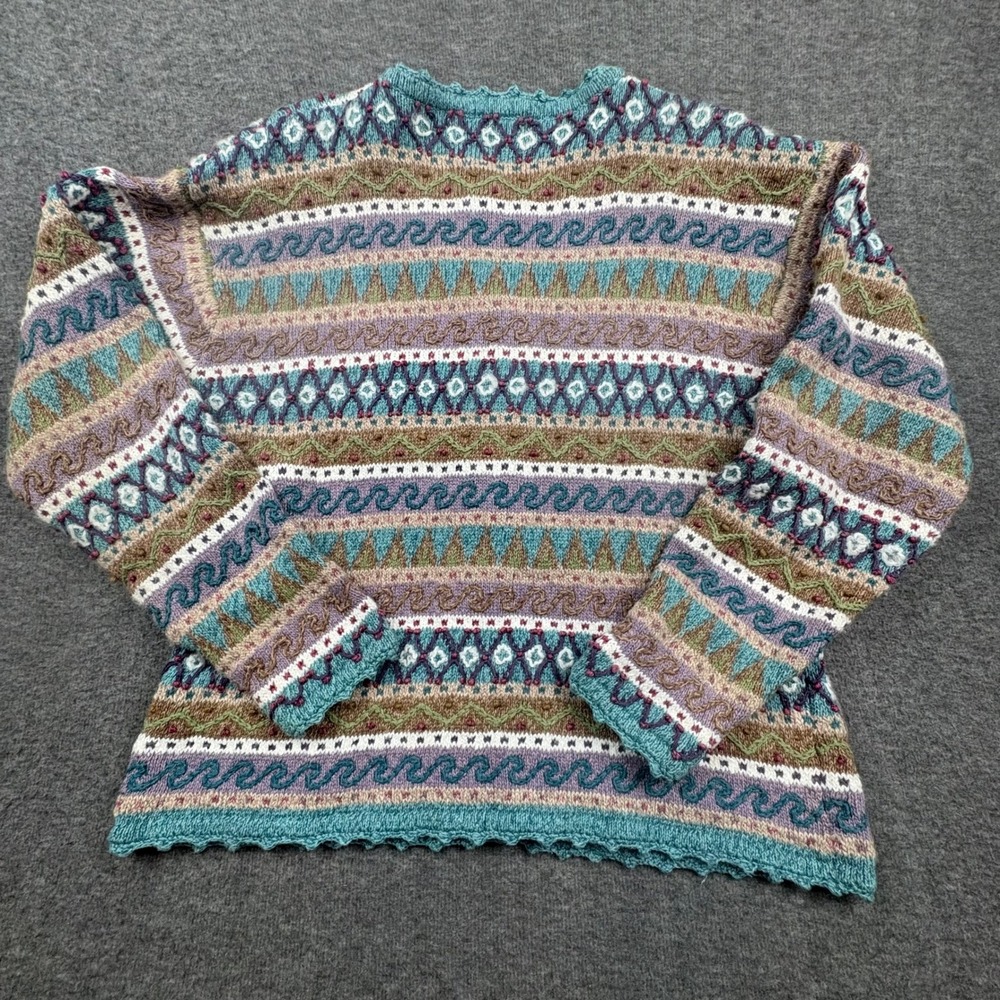 Vintage IVY Women L Hand Embroidered Knit Cardigan Sweater Boho Folk Cottagecore - Picture 3 of 11